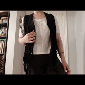 Leather fringe vest